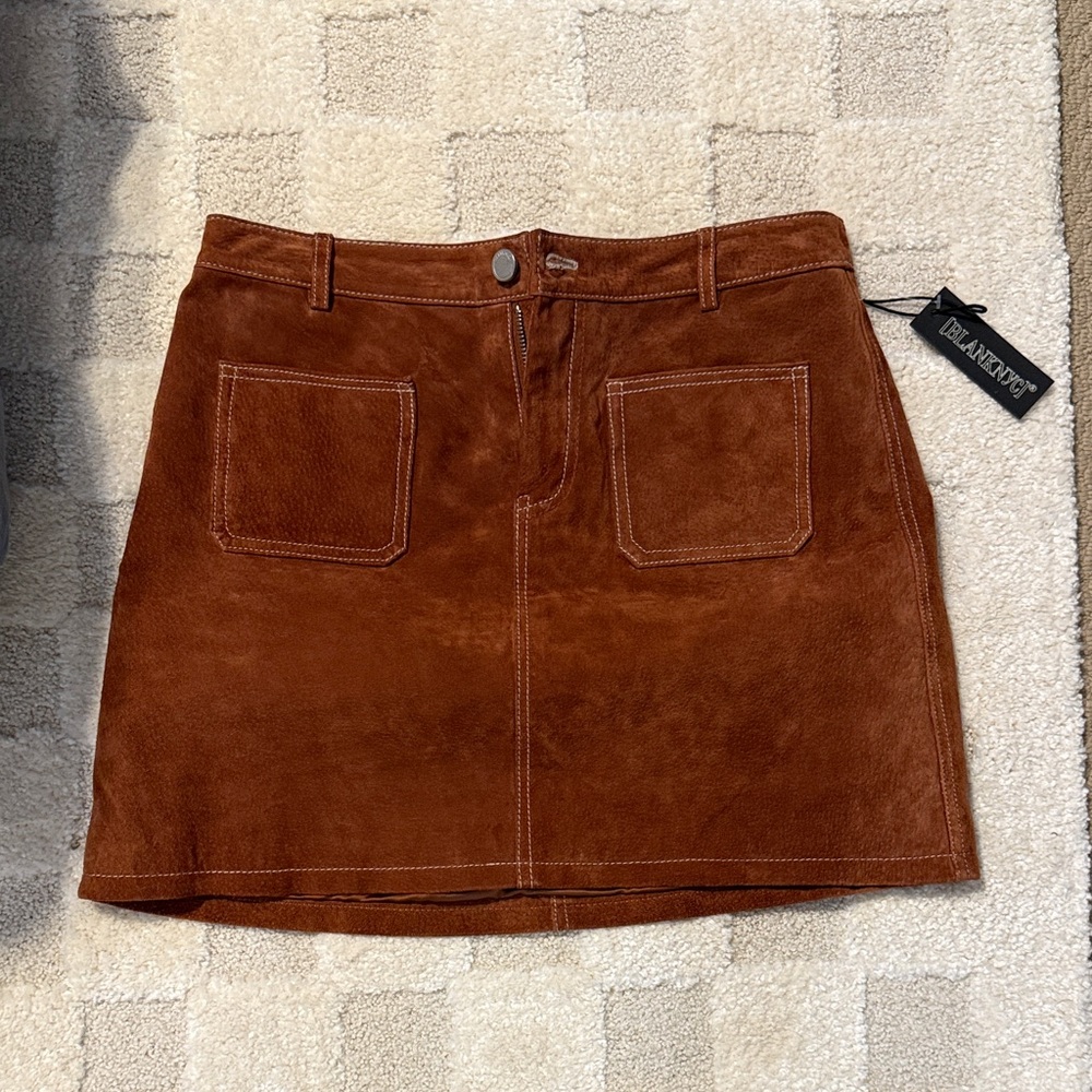 Blank NYC Rust Brown Suede Mini Skirt